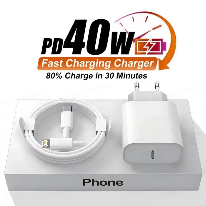 Chargeur de téléphone PD 40W pour iPhone, compatible avec iPhone 11, 13, 14, 15, 16, 17 Pro Max, iPad, câble de données USB C 2M, charge rapide, câble de type C