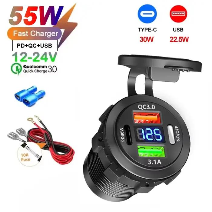 Chargeur de téléphone de voiture 30W PD 22.5W QC3.0