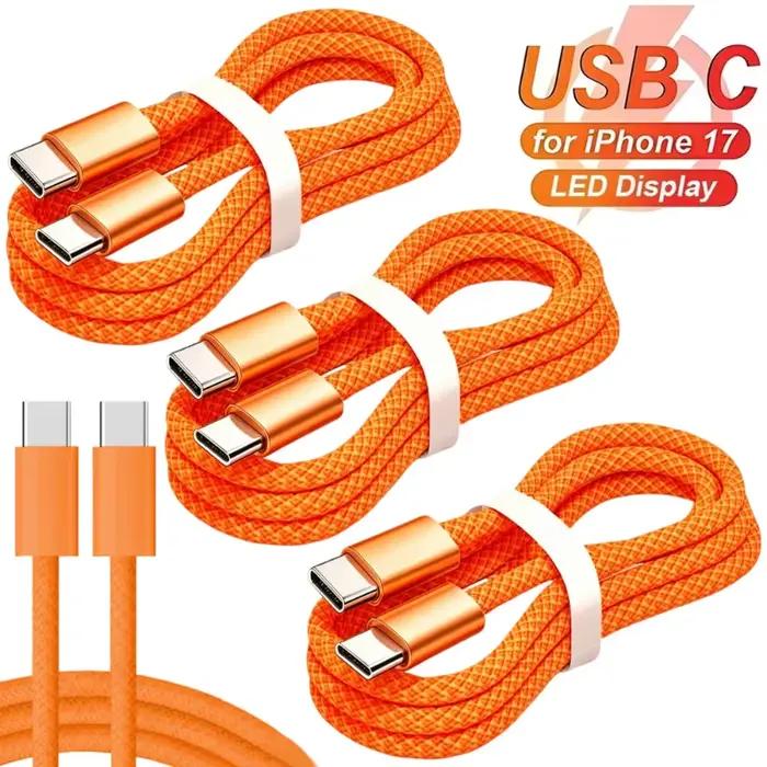 Câble de données USB-C à charge rapide PD 60W de 1 à 3 mètres pour iPhone 17 16 Pro Max 17 Air
