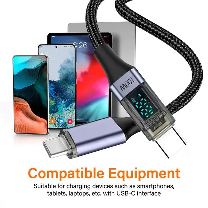 Câble USB C PD 100W, affichage numérique