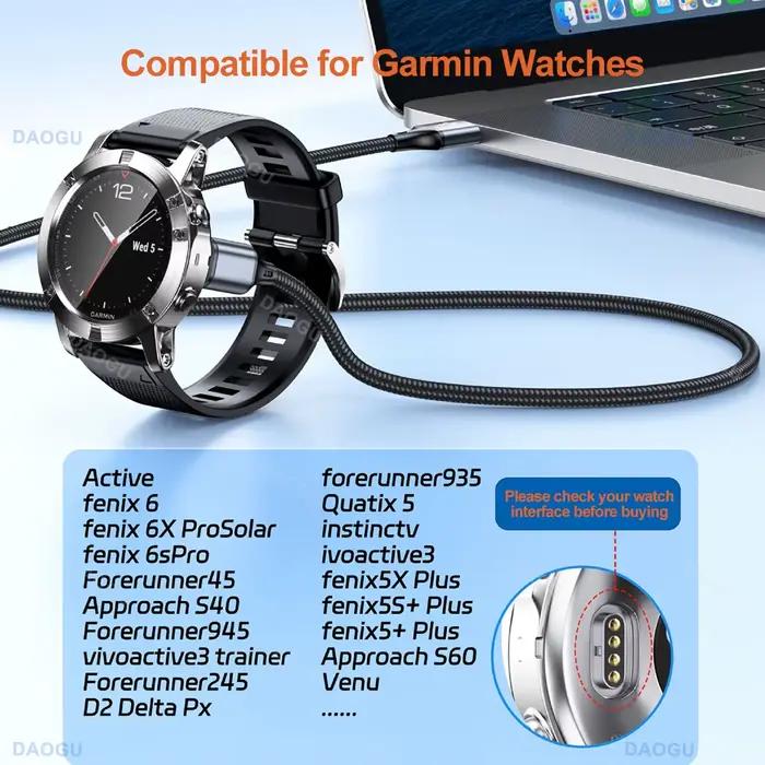 Câble de charge et données USB 1.2m pour Garmin Forerunner 945 935 Fenix 8 7 7S 6 6S 5 Plus Vivofit 3 Venu 2 Occasions Spéciales