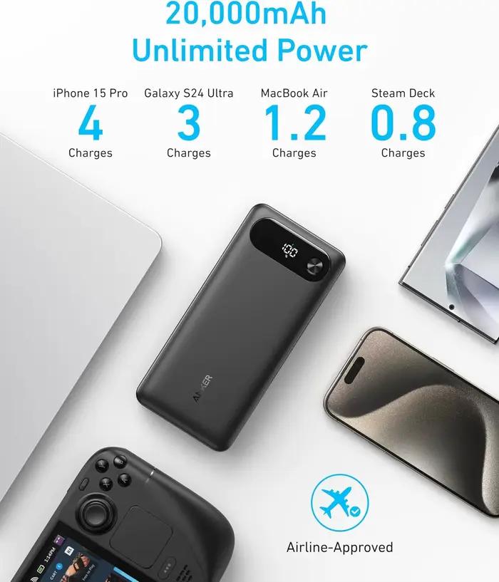 Batterie externe Anker 20000mAh 87W avec câble intégré