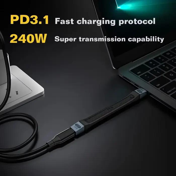 Câble de données Thunderbolt 5 USB C vers USB C charge rapide PD 240W 16K 60Hz sortie vidéo Transmission fonctionnelle 80Gbps