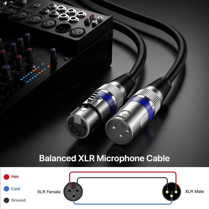 Lot de 6 câbles XLR mâle vers femelle pour micro