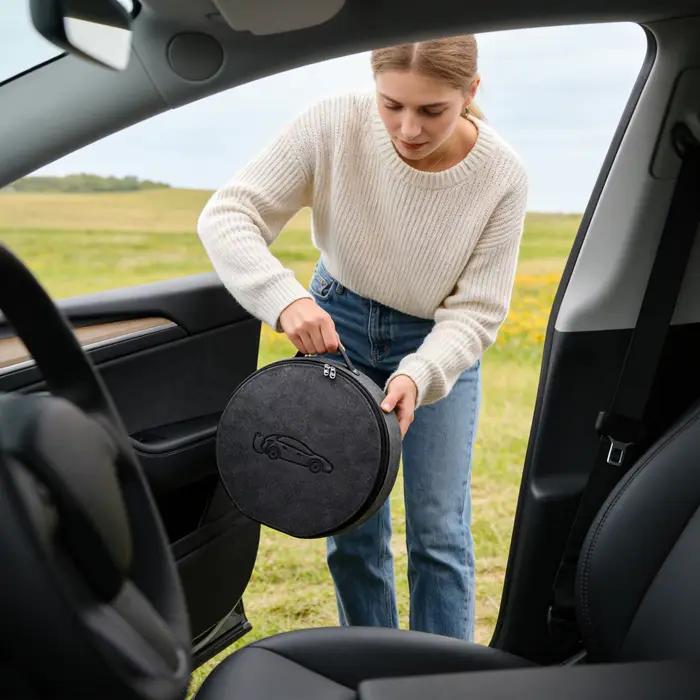 Etui de rangement en feutre pour chargeur de véhicule électrique sac organisateur de câble de charge pour voiture pour femmes hommes usage extérieur voyage