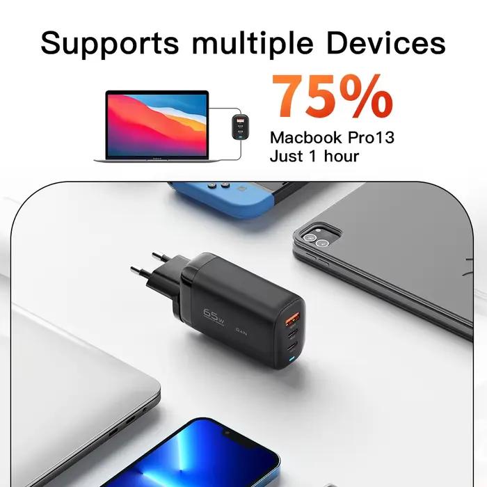 Essager 65W GaN USB Type C chargeur pour ordinateur portable PPS 45W 25W Charge rapide pour Samsung Xiaomi Realme mobile iPhone15 14 13 Pro téléphone