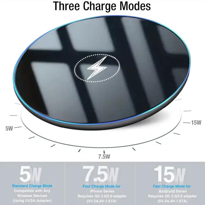 Station de charge sans fil rapide avec indicateur LED pour iPhone 17/17 Pro Max Samsung Galaxy Design moderne et élégant pour bureau