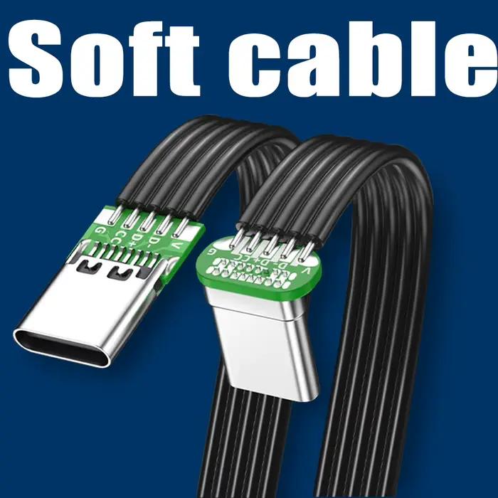 Câble Plat Flexible USB 3.1 Type-C 50cm Polyvalent Transmissions Données Charge Rapide Forme L Silicone Occasions Spéciales