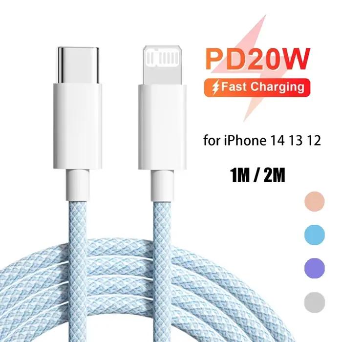 Câble USB C pour iPhone 14 13 12 11 Pro Max Mini XS XR iPad PD 20W cordon de données de charge rapide