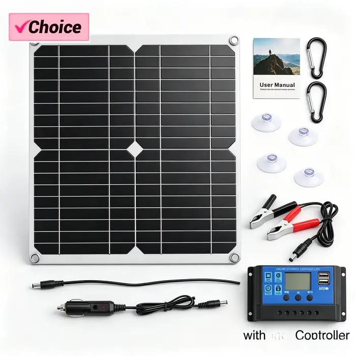 Chargeur solaire 12V avec contrôleur 100A pour téléphone, camping-car, voiture, tablette, alimentation de batterie extérieure