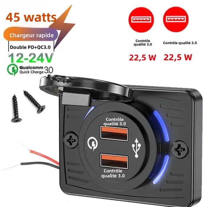 Prise USB 2-4 Ports QC 22.5W PD 30W type-c
