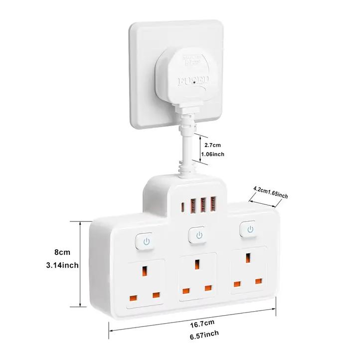 Adaptateur de filtre réseau multirobinet avec ports USB et prise secteur britannique pour charge C et contrôle précis des appareils domestiques et bureautiques