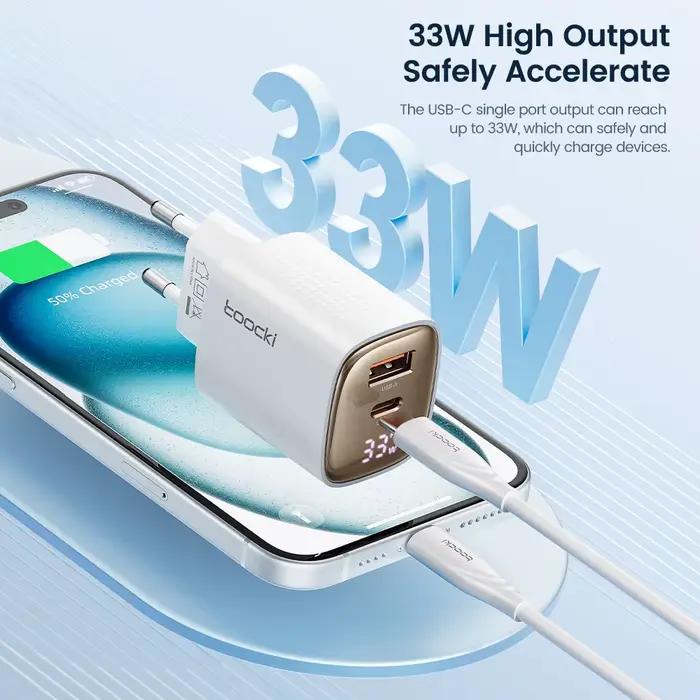 Toocki-Chargeur GaN USB C à affichage numérique