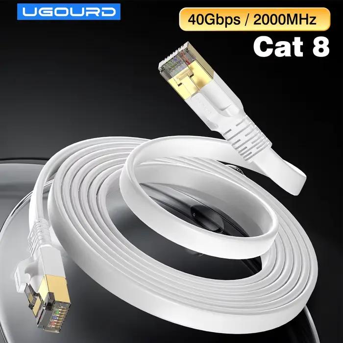 Nouveau câble Ethernet Cat8 blanc 40 Gbps