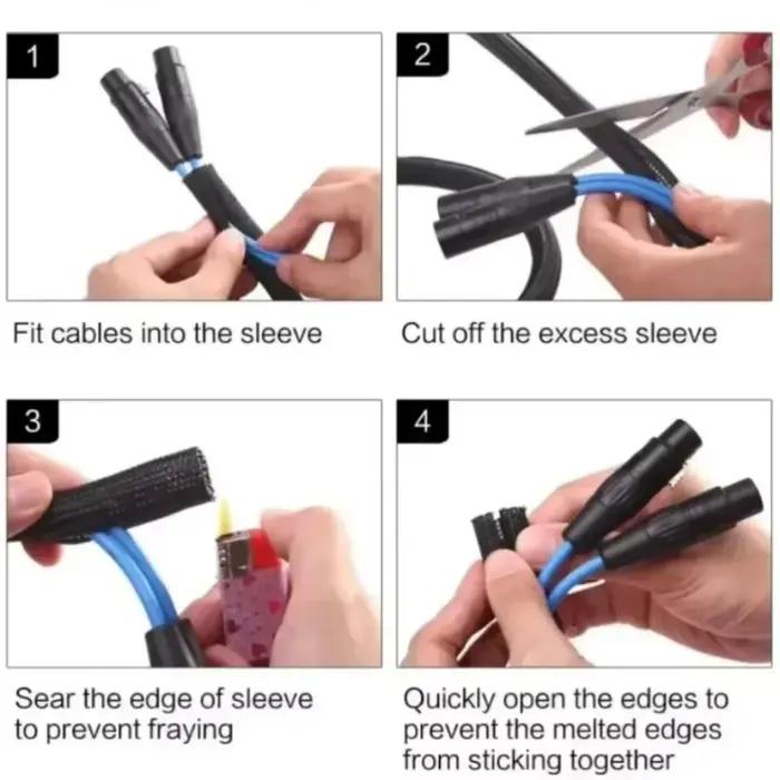 Manchon de protection de câble extensible en PET et nylon 13MM 19MM, haute qualité, taille adaptable, résistant aux hautes températures et à l'usure