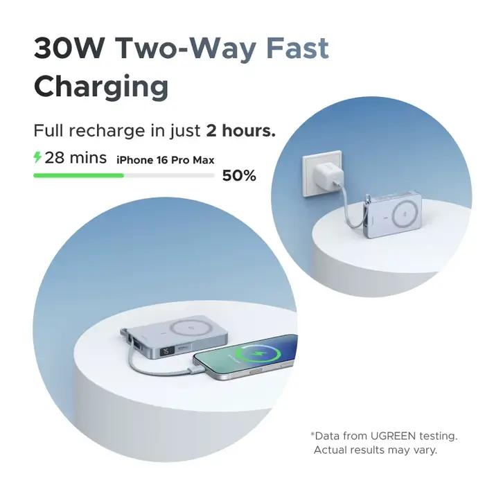 UGREEN Qi2.2 25W Power Bank Charge Rapide 10000mAh Magflow PowerBank Batterie Externe pour iPhone 17 Pro Max pour MagSafe 30W
