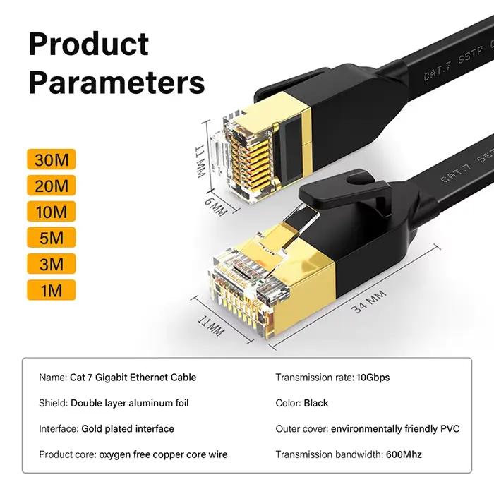 Câble Ethernet 10 Gigabit Cat6 Cat7 Lan 3m 5m 10m 20m 30m Cat 6 7 RJ 45 fil réseau plat STP paire torsadée cordon de raccordement haute vitesse