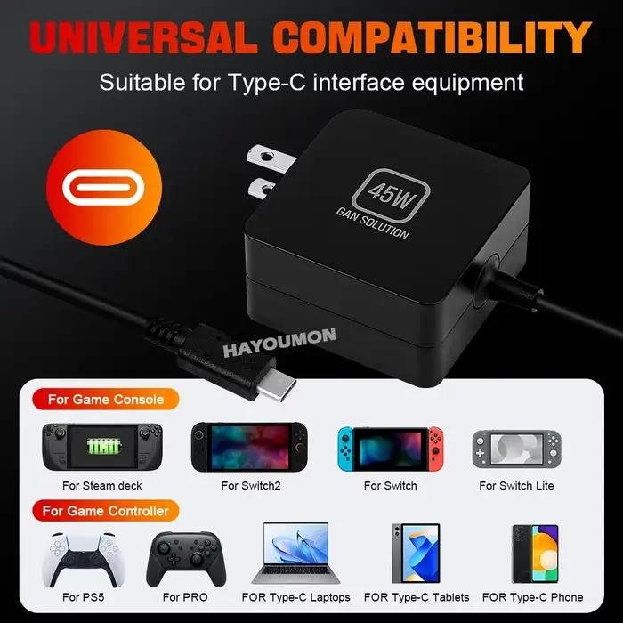 Chargeur rapide pour Steam Deck 45W