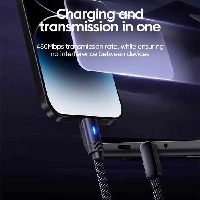 Câble de données plat en forme de L 100W Type C vers Type c, charge rapide pour iPhone 17 16 15 Huawei OPPO Honor