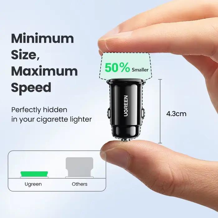 UGREEN – chargeur de voiture 30W PD qc 3.0 SCP