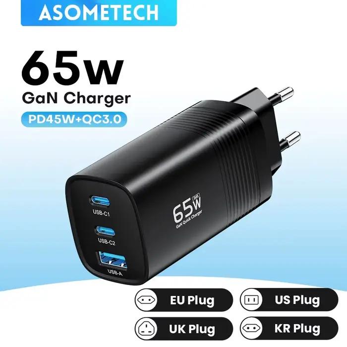 ASOMETECH GaN USB Type C chargeur 65W 45W PPS PD QC4.0