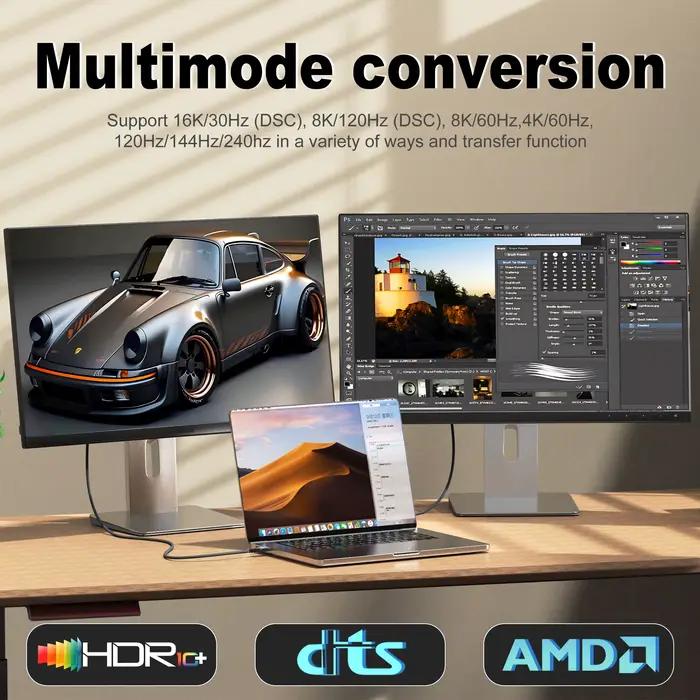 Câble Displayport 2.1 16K DP 8K @ 120Hz/60Hz 4K @ 240Hz 80Gbps