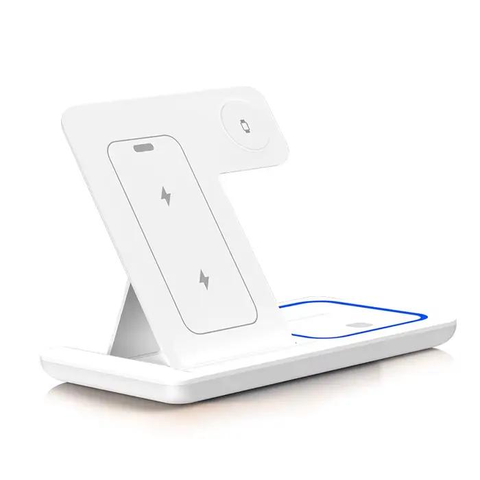 Chargeur sans fil pliable trois-en-un 15W pour smartphones montres intelligentes et appareils iOS occasions spéciales