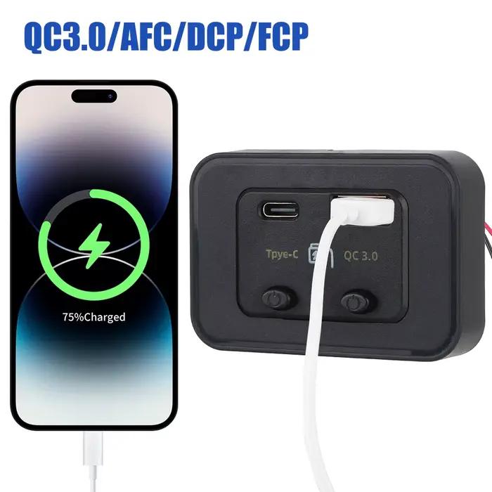 Chargeur rapide de voiture 12V/24V Type C + QC3.0