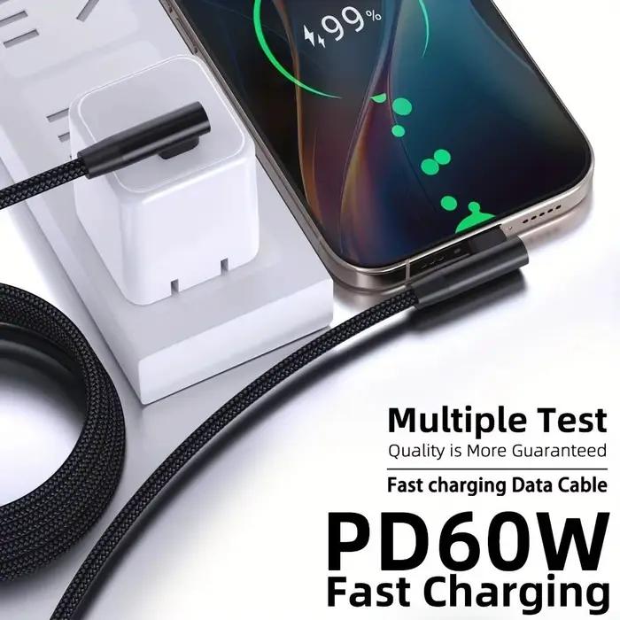 Câble USB-C vers C double en forme de L LAIHONEN 60W