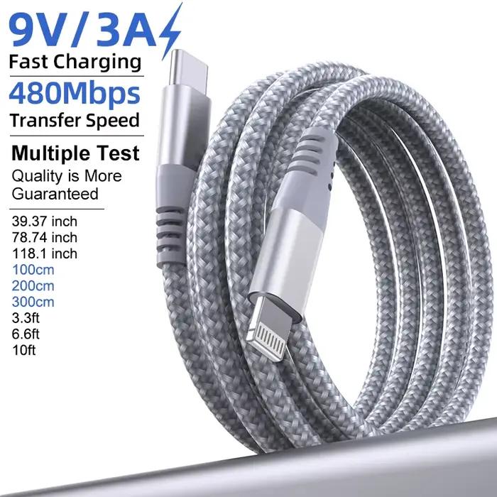 Câble de charge rapide certifié MFi USB C vers Lightning