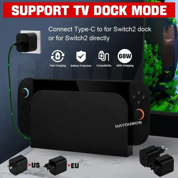 Nouvel adaptateur secteur rapide 60W Type-C pour Switch 2