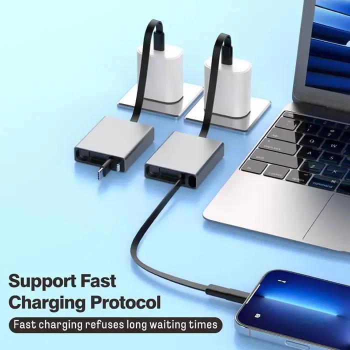 Nouvel Arrivage Câble USB Télescopique Type C 66W PD Charge Rapide pour iPhone 14 15 16 17 Samsung Mobile iPad Pro ASUS Lenovo Ordinateurs Portables