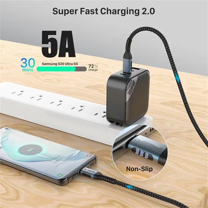 Câble USB C vers USB Type C pour MacBook Pro Charge rapide 4.0 PD 100W 5A