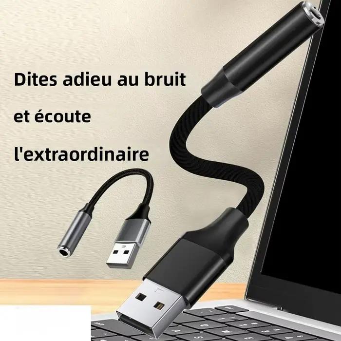 Adaptateur audio USB vers prise jack 3,5 mm, casque/microphone USB vers 3,5 mm, son stéréo externe pour ordinateurs portables