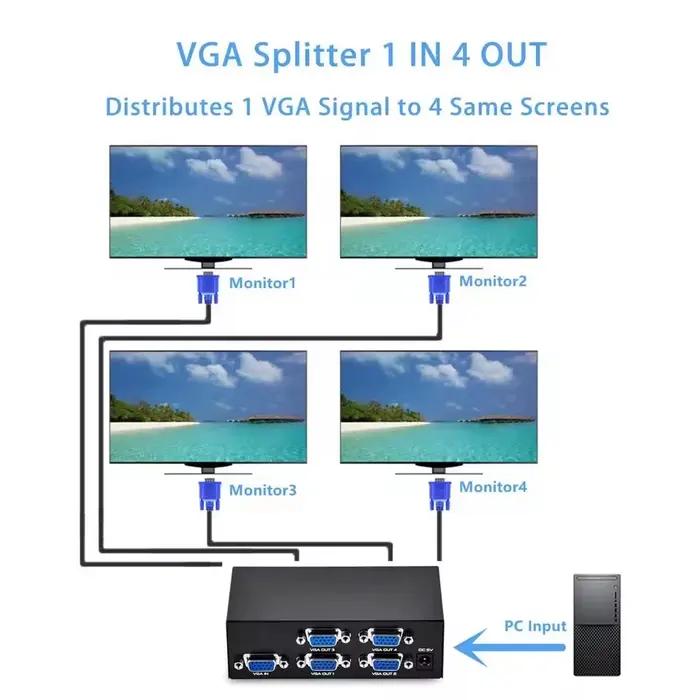 Répartiteur VGA 4 ports 1x4 1 à 4 ports