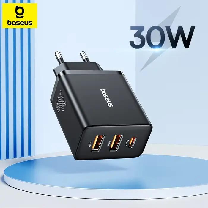 Baseus 30W chargeur USB QC3.0 PD3.0 Type C PD charge rapide 3 Ports