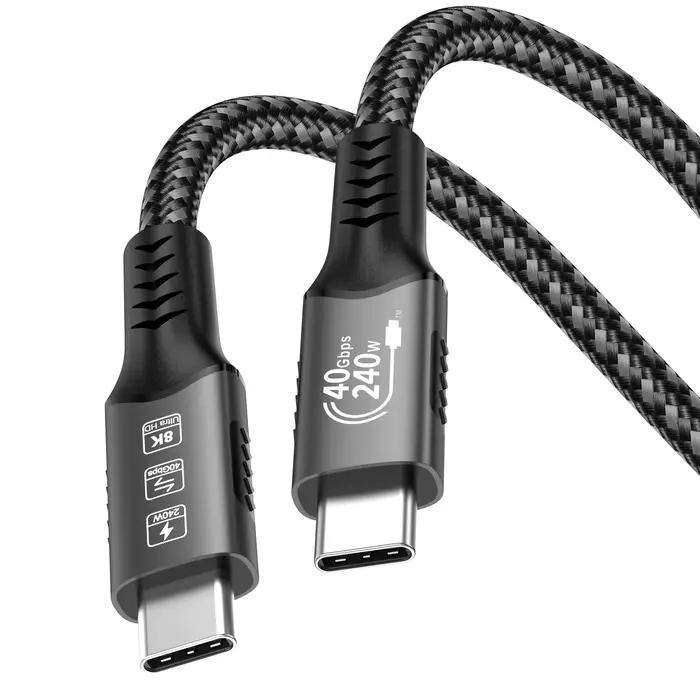 Câble Thunderbolt 4 USB4 40Gbps 8K @ 60Hz 4K @ 120Hz PD3.1 100W type-c vers USB-C double protocole Compatible pour iPhone 15 HUAWEI