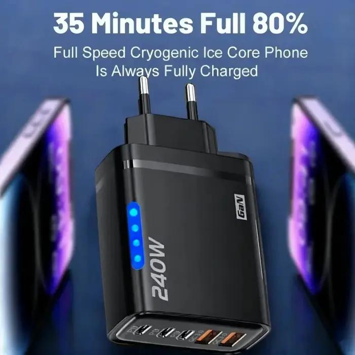 Nouveau chargeur GaN 5 en 1 pour IPhone 16 15pro ordinateur de bureau Samsung 240W adaptateur de charge rapide 120w