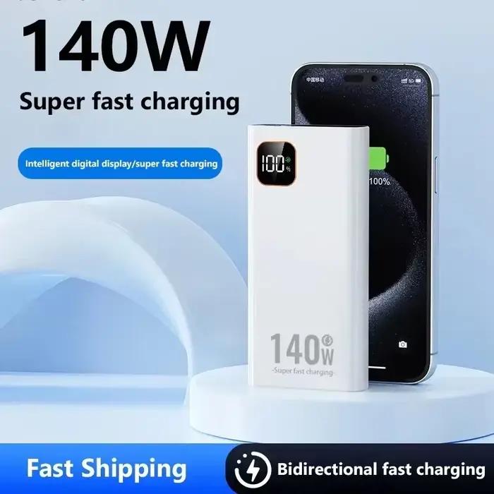Lenovo 200000mAh 140W Ultra Capacity Power Bank Super Fast Charge Portable Battery Charger For IPhone Samsung 2026 New