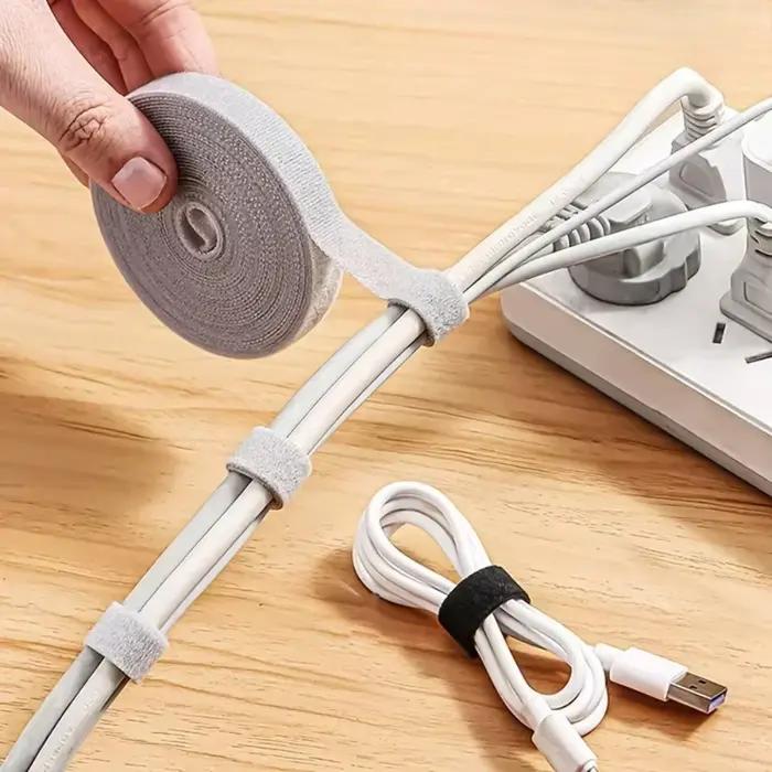 Attache-câble réutilisable 10 mm x 5 m - Organisateur de fils multi-usages pour câbles de données et plantes