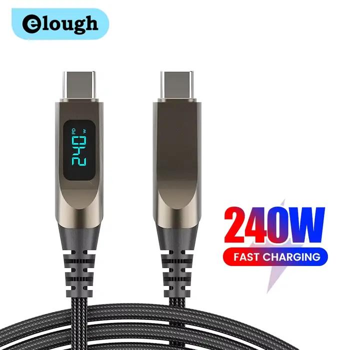 Elough 240W affichage numérique USB C vers USB C câble en alliage de Zinc 5A Type C