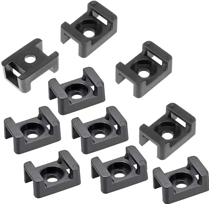 300 attaches-câbles à vis haute résistance avec base noire, adaptées à la gestion des câbles