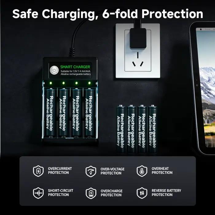 Chargeur de batterie intelligent pour piles alcalines rechargeables AA AAA 1