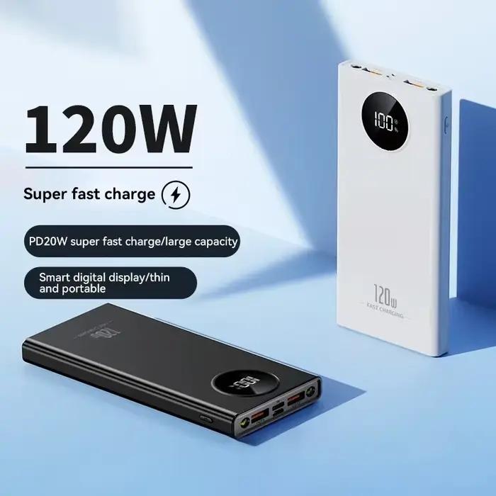 Banque d'alimentation à charge super rapide 120W capacité 80000mAh pour iPhone Xiaomi Samsung compatibles grandes marques smartphones recharge rapide affichage numérique durable