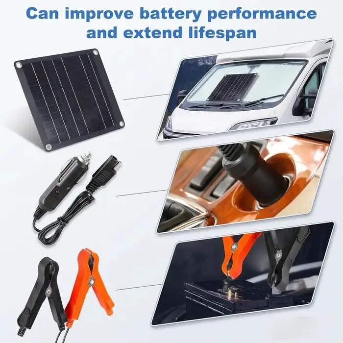 Chargeur de panneau solaire polycristallin 12V USB, chargeur portable étanche pour téléphone, batterie externe, camping en plein air, voiture, bateau