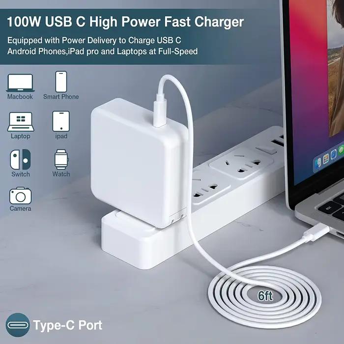 Adaptateur secteur USB-C 140 W (câble de 2 m) – Compatible avec MacBook Pro 13-16 pouces et iPad Pro (2018-2021) : Chargeur haute puissance