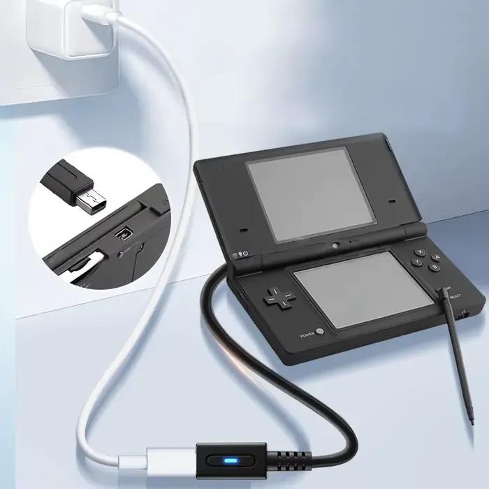 Câble USB C PD avec témoin lumineux LED pour NDSi 2DS 3DS LL/XL nouvelle 3DS LL fil d'alimentation console de jeu