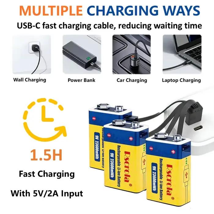 Batterie Li-Ion rechargeable 9V 23600mWh