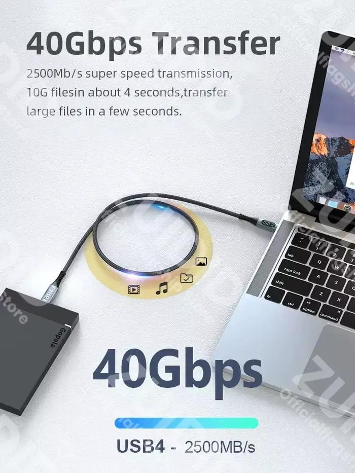 Câble USB4.0 40Gbps Type C à C PD3.1 240W
