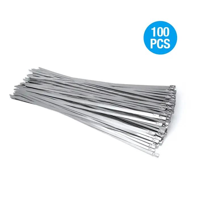 100 pièces 304 # Attaches de câble en acier inoxydable
